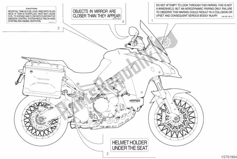 All parts for the Label, Warning of the Ducati Multistrada 1260 Enduro Touring USA 2020